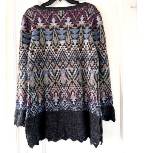 Peruvian Connection Alpaca Wool Blend  Fair Isle Sweater Cottagecore Apres Ski - Picture 2 of 9
